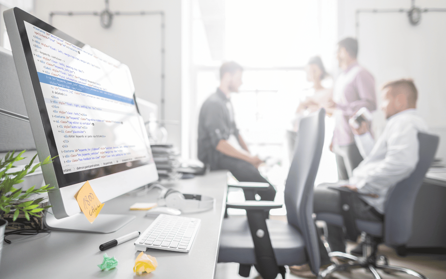 desktop monitor with website code for design